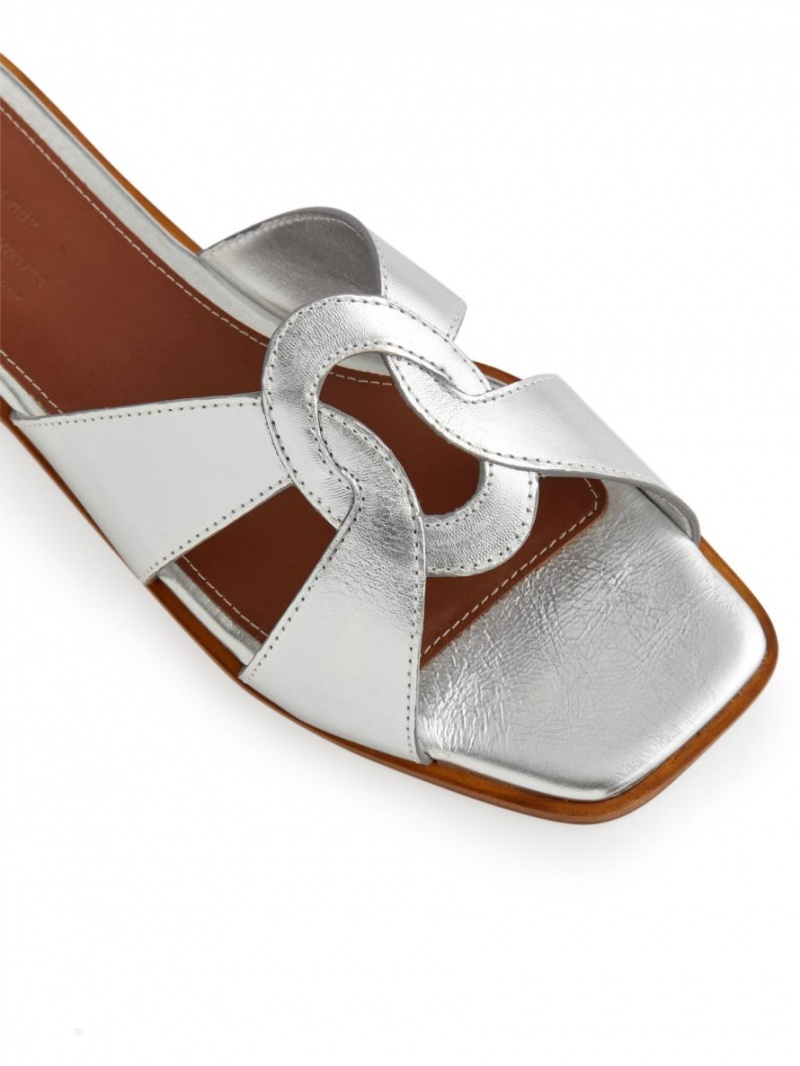 Balerini Arket Plati Piele Slip-Ins Dama Argintii | Romania-KNEY85432
