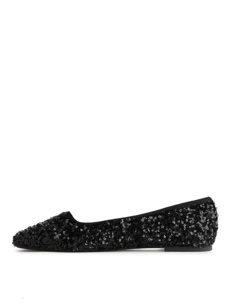 Balerini Arket Sequin Ballet Flats Dama Negrii | Romania-KUAM93271