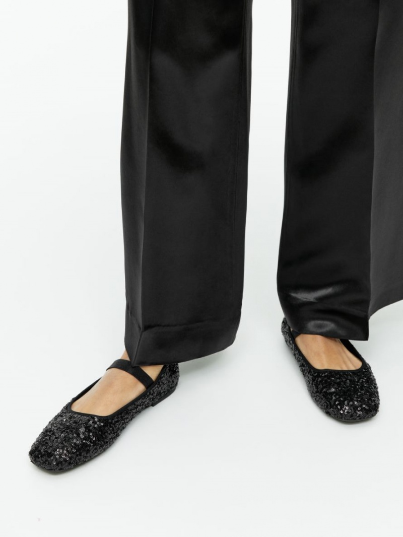 Balerini Arket Sequin Ballet Flats Dama Negrii | Romania-KUAM93271