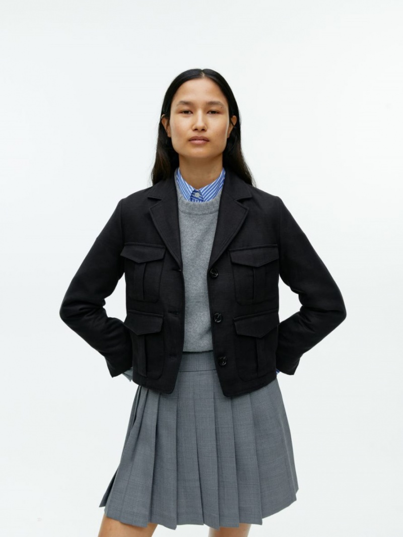Blazer Arket Cargo Bumbac-Hemp Dama Negrii | Romania-MSYV24108