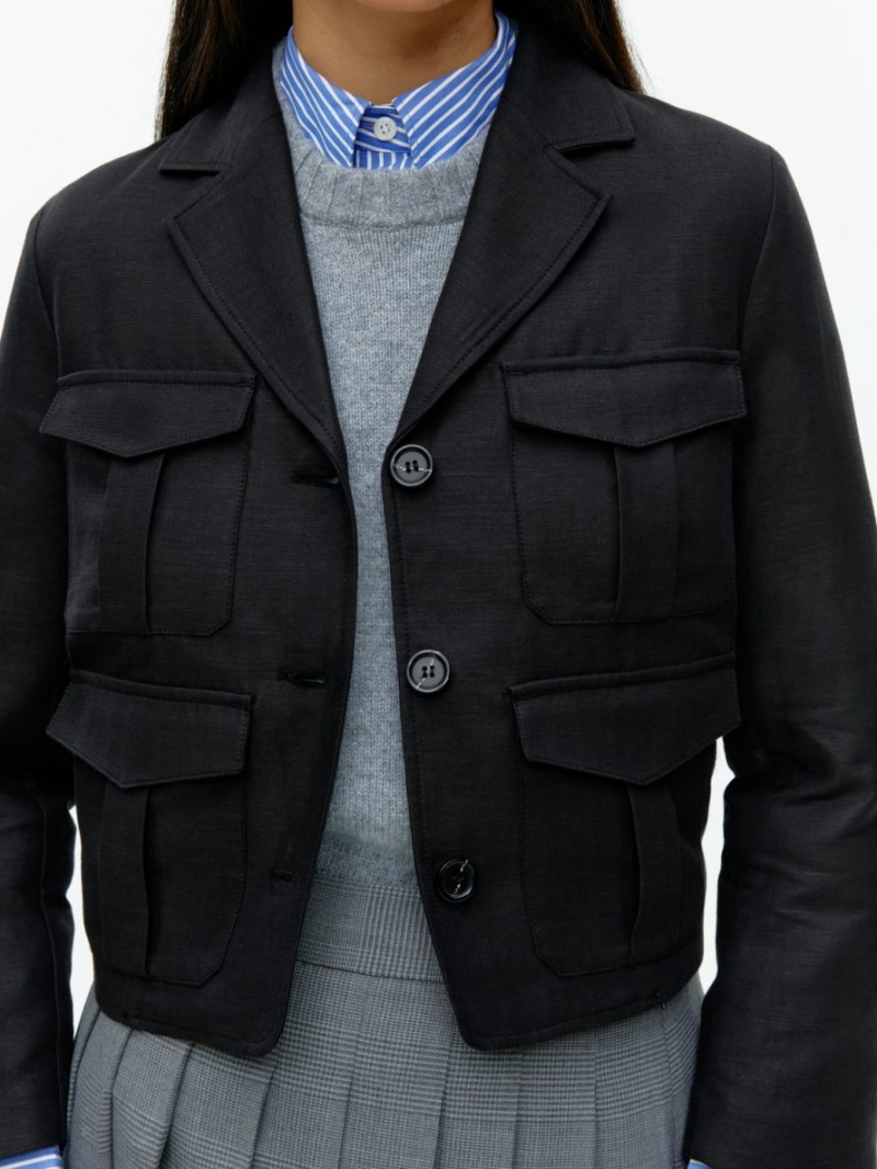 Blazer Arket Cargo Bumbac-Hemp Dama Negrii | Romania-MSYV24108