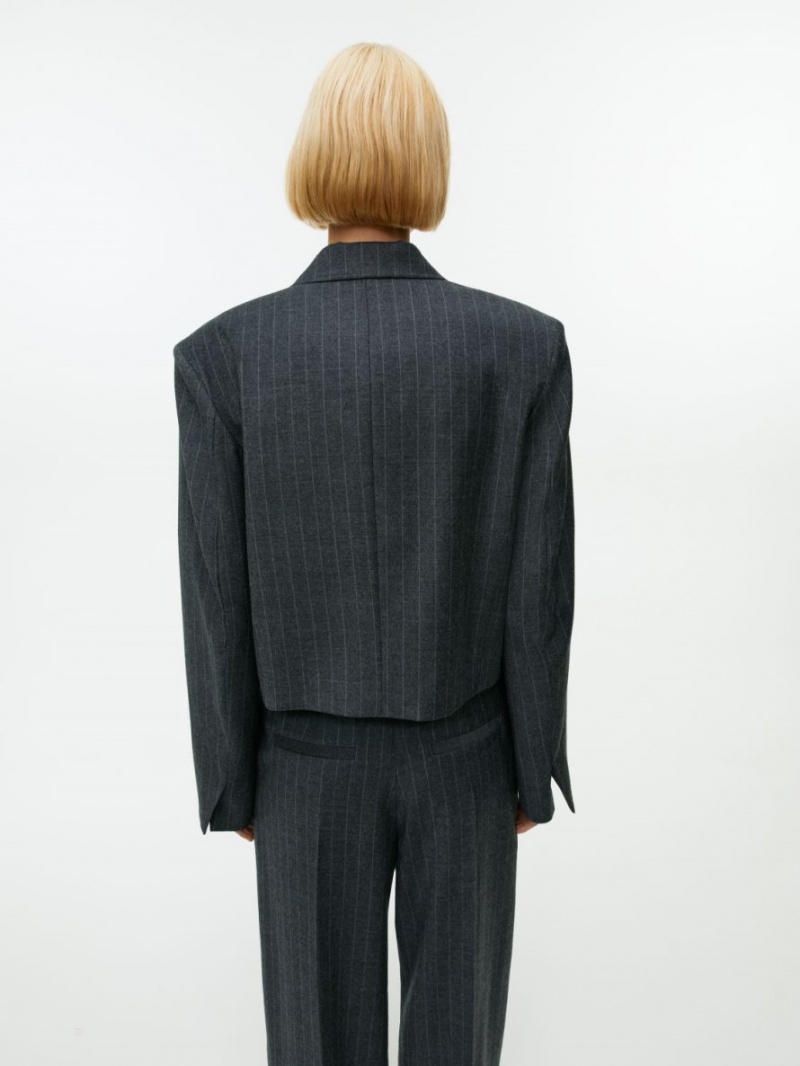 Blazer Arket Cropped Lână Blend Dama Gri Inchis | Romania-RLNS39516