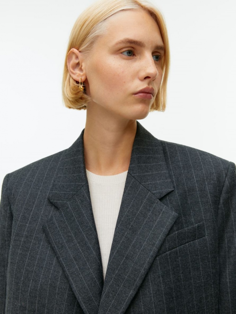 Blazer Arket Cropped Lână Blend Dama Gri Inchis | Romania-RLNS39516