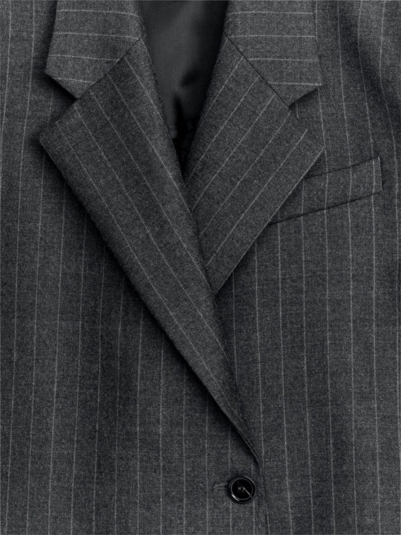 Blazer Arket Cropped Lână Blend Dama Gri Inchis | Romania-RLNS39516