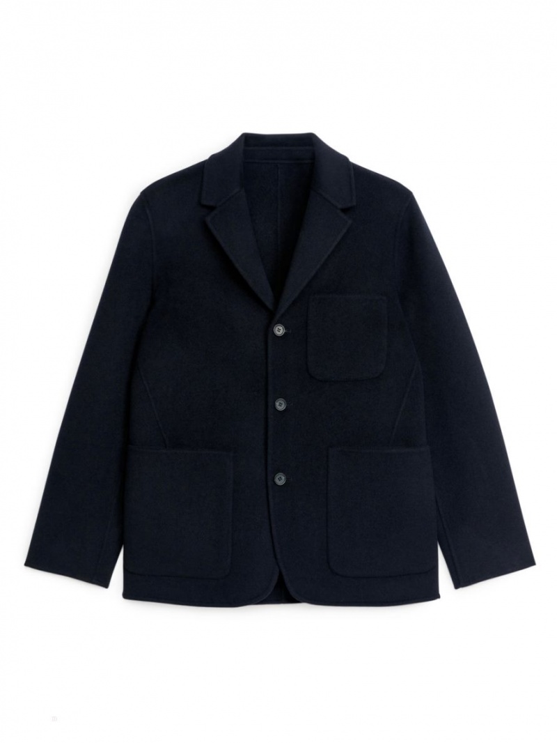 Blazer Arket Double-Face Lână Barbati Albastri Inchis | Romania-HVAE84150