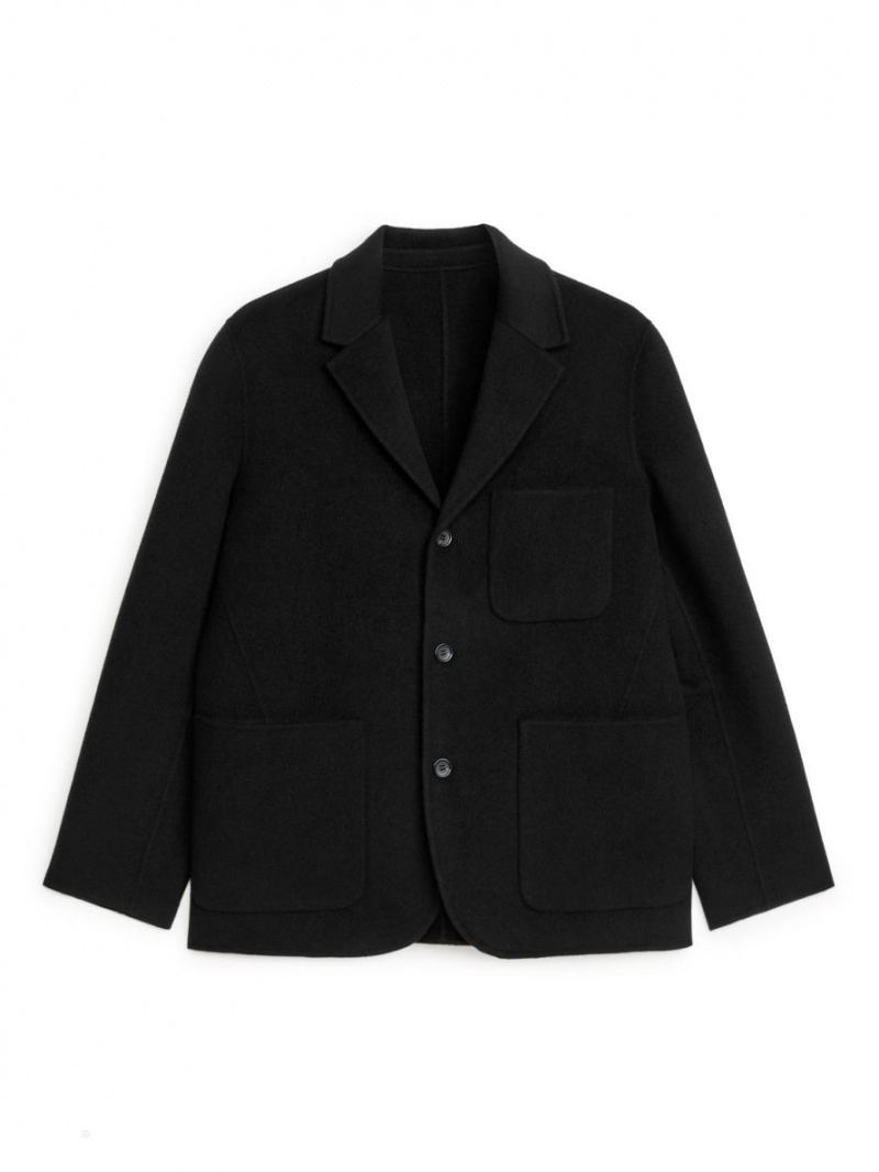 Blazer Arket Double-Face Lână Barbati Negrii | Romania-CYWM04687