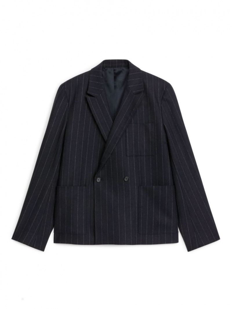 Blazer Arket Lână Blend Barbati Bleumarin | Romania-CAFS52376