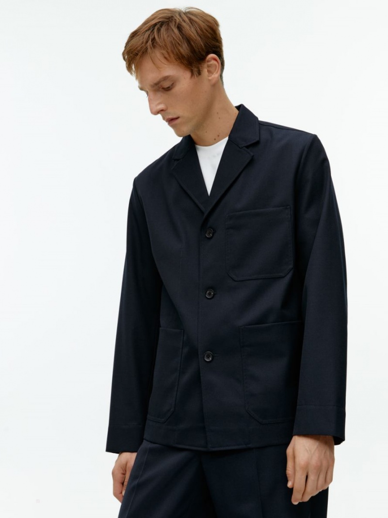 Blazer Arket Lână Twill Barbati Negrii | Romania-SUBM64190