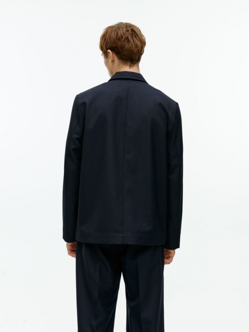 Blazer Arket Lână Twill Barbati Negrii | Romania-SUBM64190