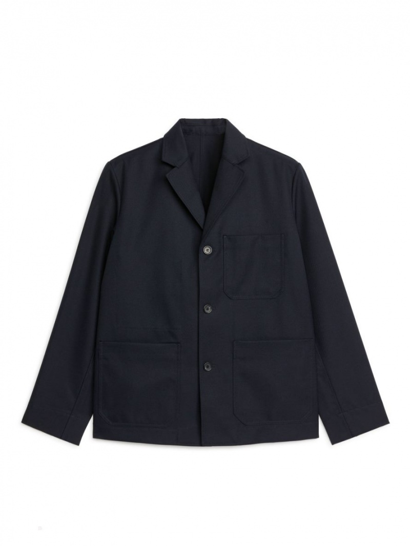 Blazer Arket Lână Twill Barbati Negrii | Romania-SUBM64190