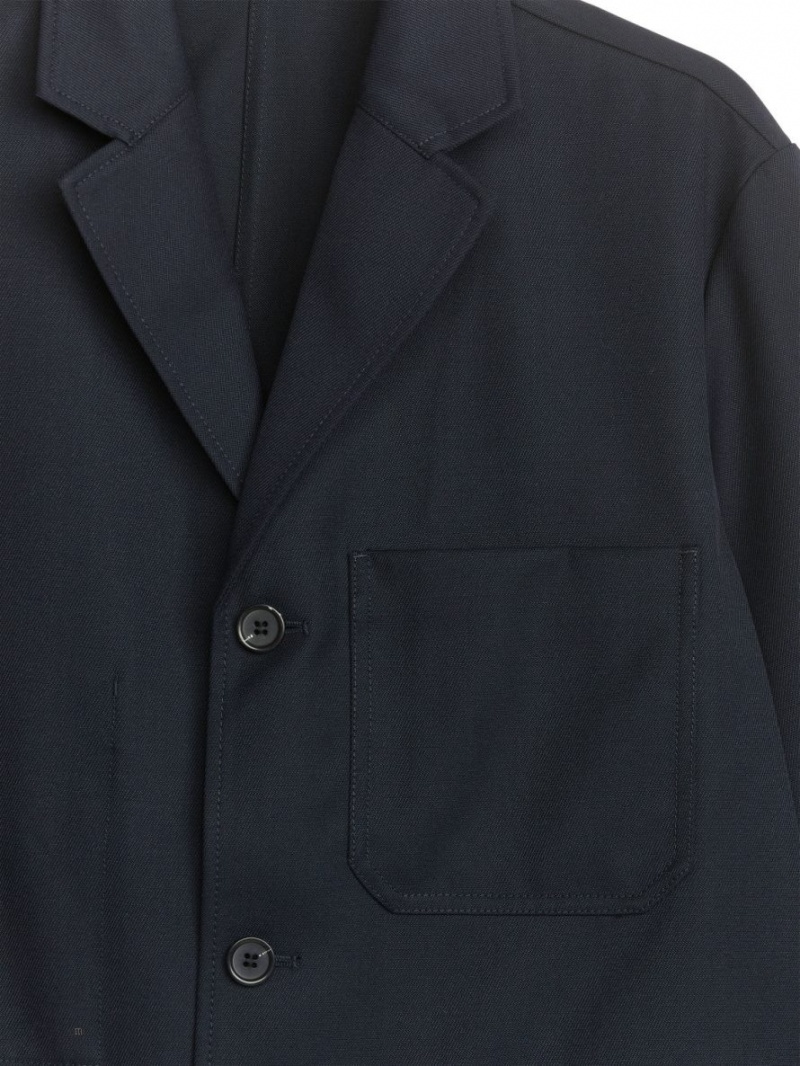 Blazer Arket Lână Twill Barbati Negrii | Romania-SUBM64190
