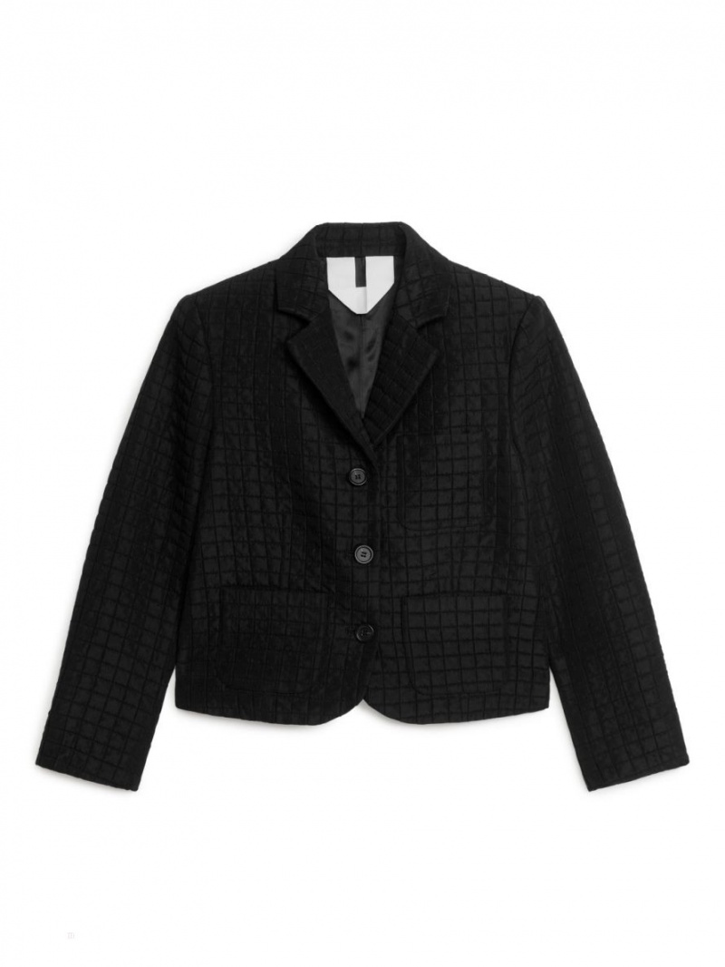 Blazer Arket Matlasat Dama Negrii | Romania-QOSV02143