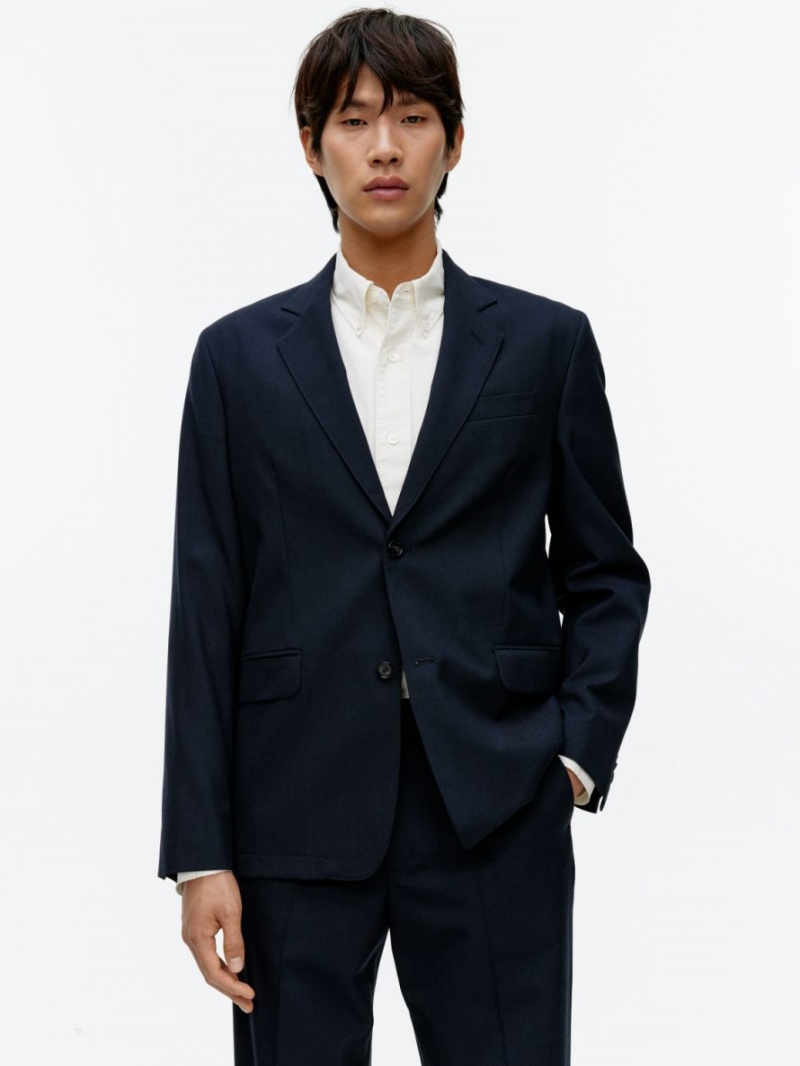 Blazer Arket Modern Hopsack Barbati Albastri Inchis | Romania-NDMO54796