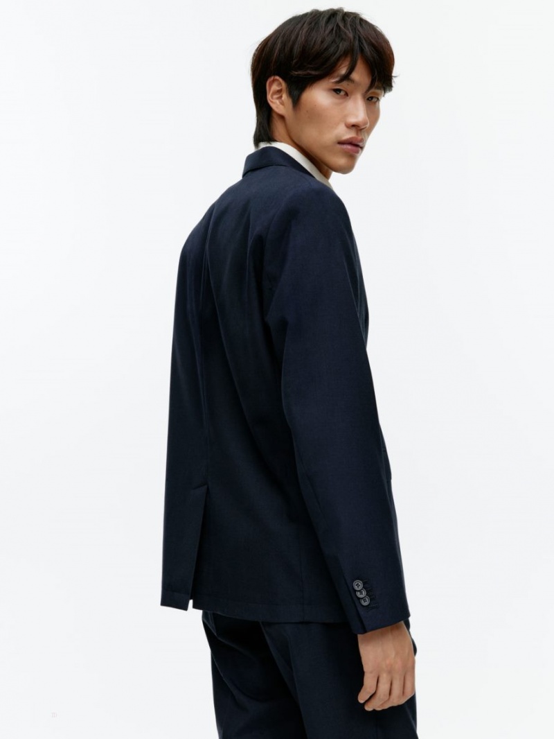 Blazer Arket Modern Hopsack Barbati Albastri Inchis | Romania-NDMO54796