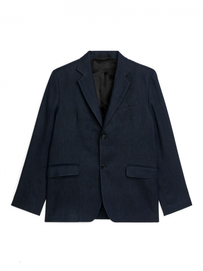 Blazer Arket Modern Hopsack Barbati Albastri Inchis | Romania-NDMO54796