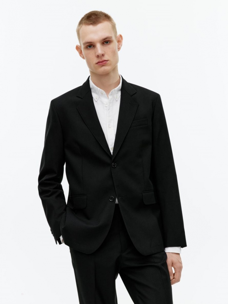 Blazer Arket Modern Hopsack Barbati Negrii | Romania-ZUBH19860