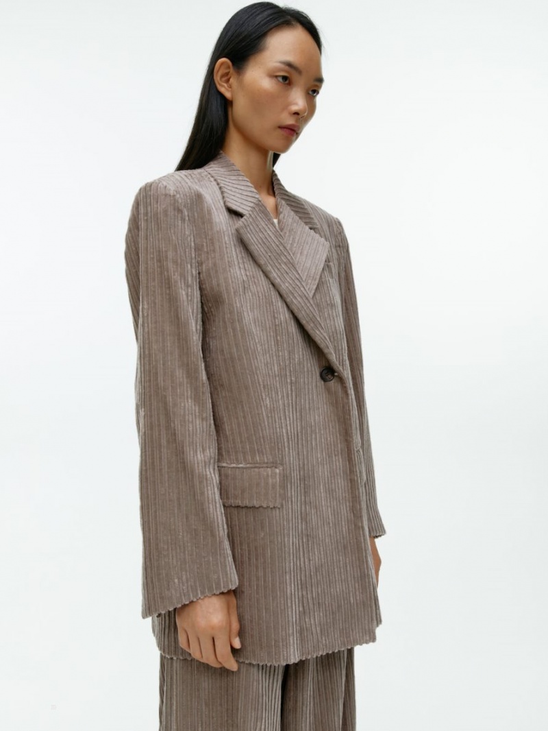 Blazer Arket Oversized Corduroy Dama Gri | Romania-FUSE87965