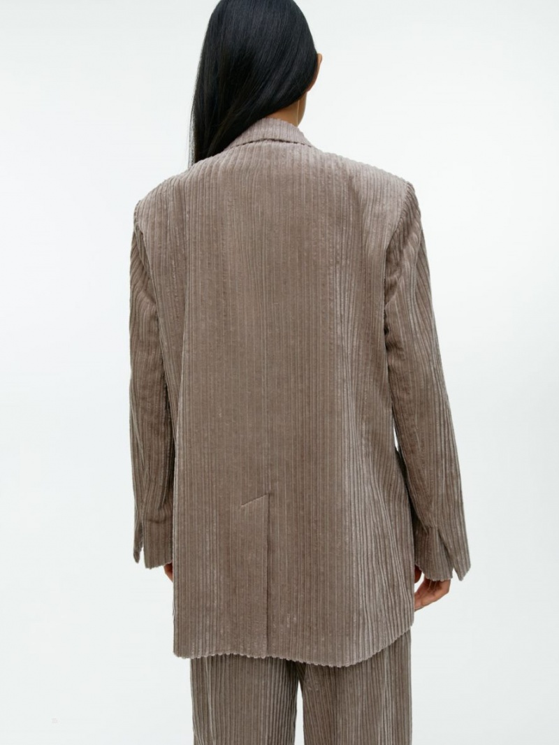 Blazer Arket Oversized Corduroy Dama Gri | Romania-FUSE87965