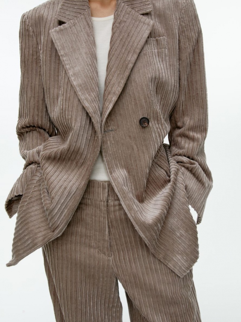 Blazer Arket Oversized Corduroy Dama Gri | Romania-FUSE87965