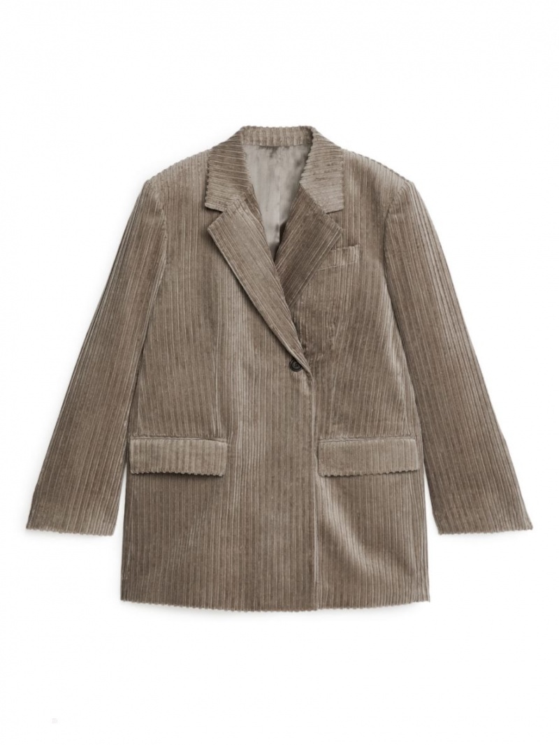 Blazer Arket Oversized Corduroy Dama Gri | Romania-FUSE87965