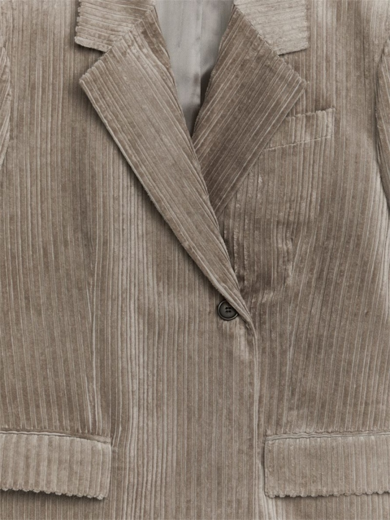 Blazer Arket Oversized Corduroy Dama Gri | Romania-FUSE87965
