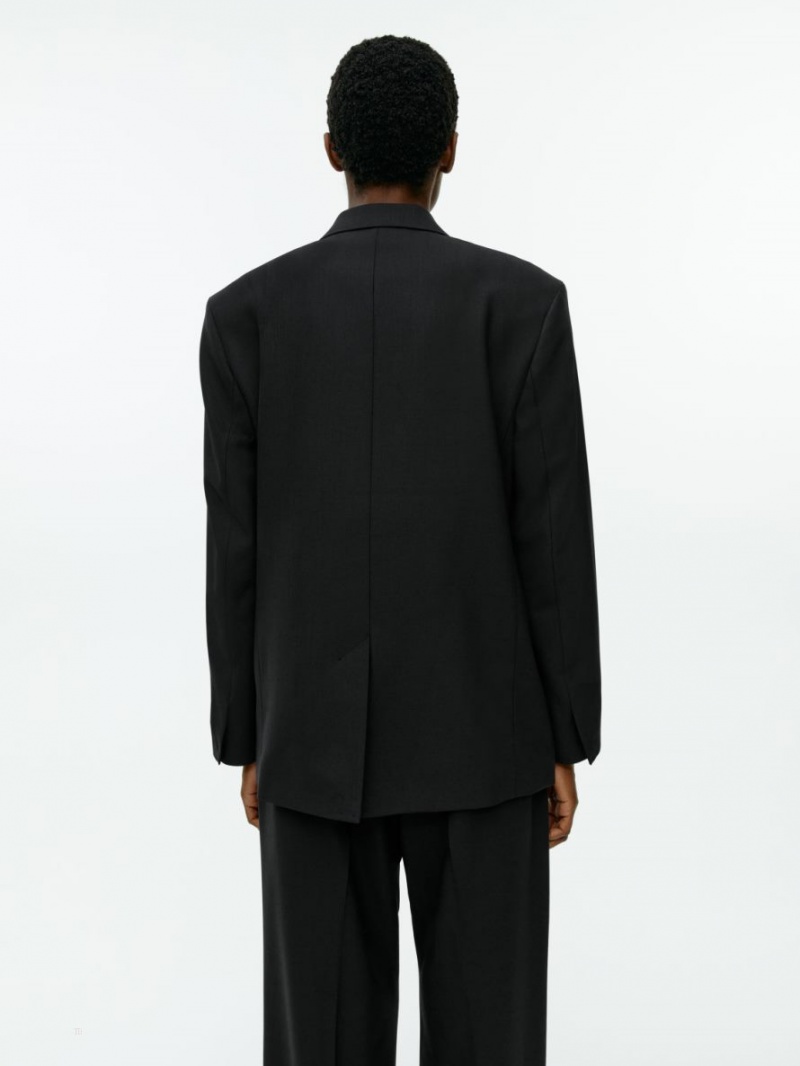 Blazer Arket Oversized Lână Blend Twill Dama Negrii | Romania-LWDS48375