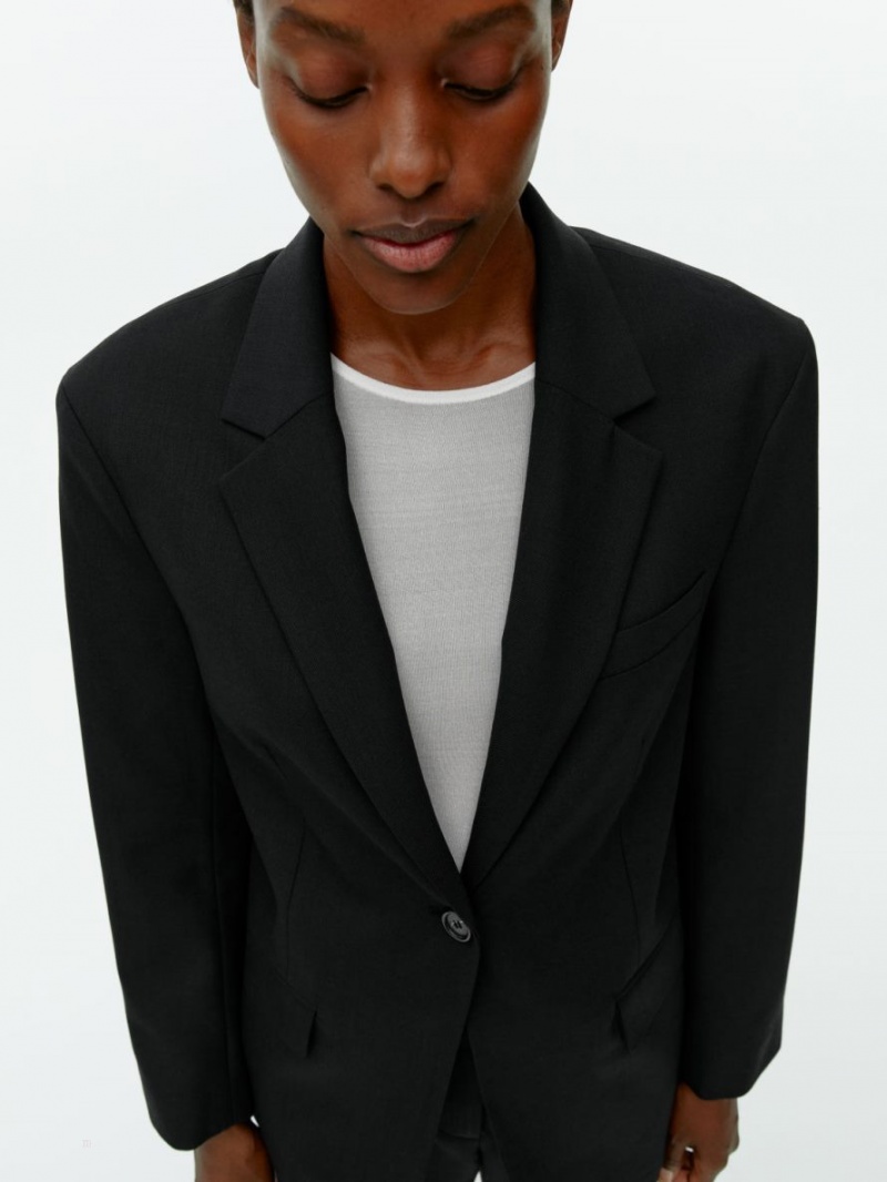 Blazer Arket Oversized Lână Blend Twill Dama Negrii | Romania-LWDS48375