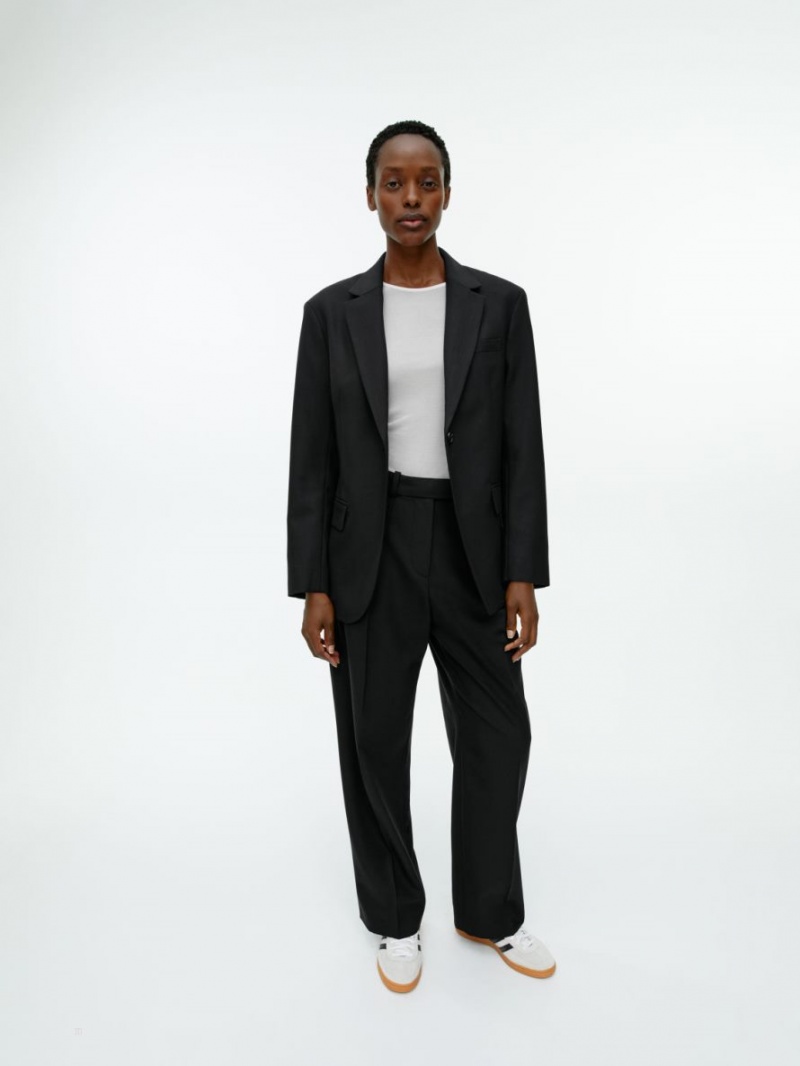 Blazer Arket Oversized Lână Blend Twill Dama Negrii | Romania-LWDS48375