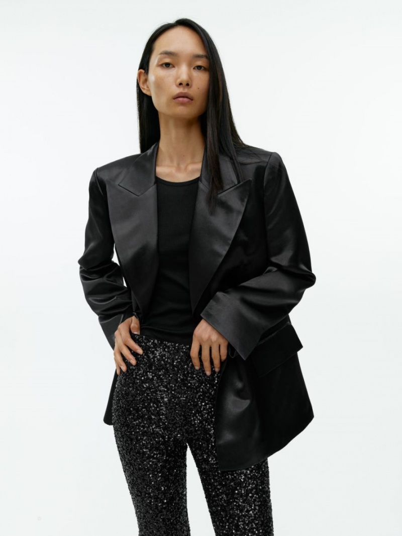 Blazer Arket Oversized Satin Dama Gri Inchis | Romania-QMKT38926