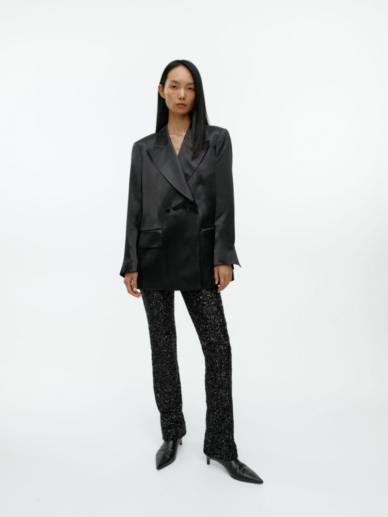 Blazer Arket Oversized Satin Dama Gri Inchis | Romania-QMKT38926