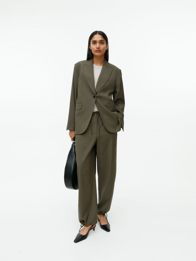 Blazer Arket Relaxed Lână-Blend Dama Kaki Inchis Verzi | Romania-MLUY50847