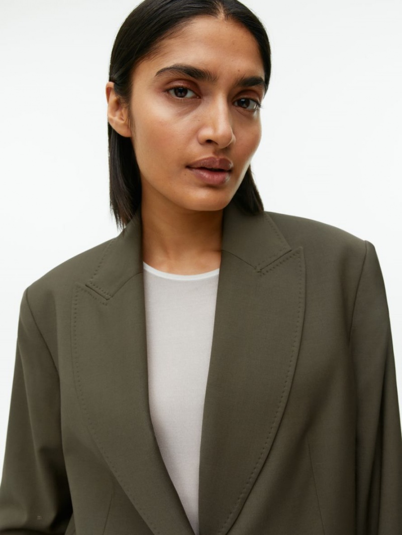 Blazer Arket Relaxed Lână-Blend Dama Kaki Inchis Verzi | Romania-MLUY50847