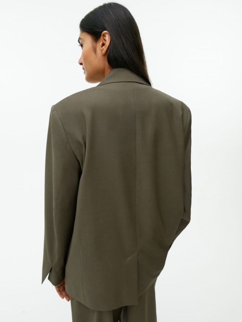 Blazer Arket Relaxed Lână-Blend Dama Kaki Inchis Verzi | Romania-MLUY50847