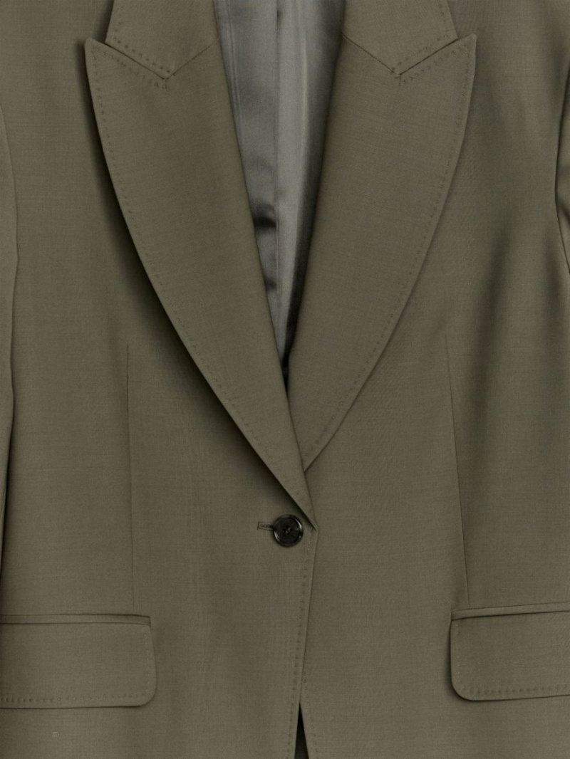 Blazer Arket Relaxed Lână-Blend Dama Kaki Inchis Verzi | Romania-MLUY50847