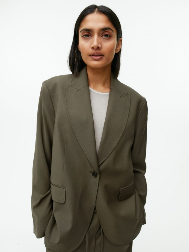 Blazer Arket Relaxed Lână-Blend Dama Kaki Inchis Verzi | Romania-MLUY50847