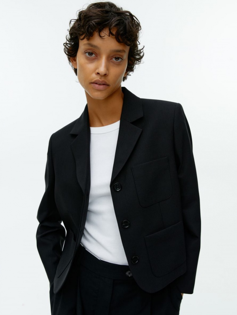 Blazer Arket Scurte Lână Blend Dama Negrii | Romania-BZGP82579