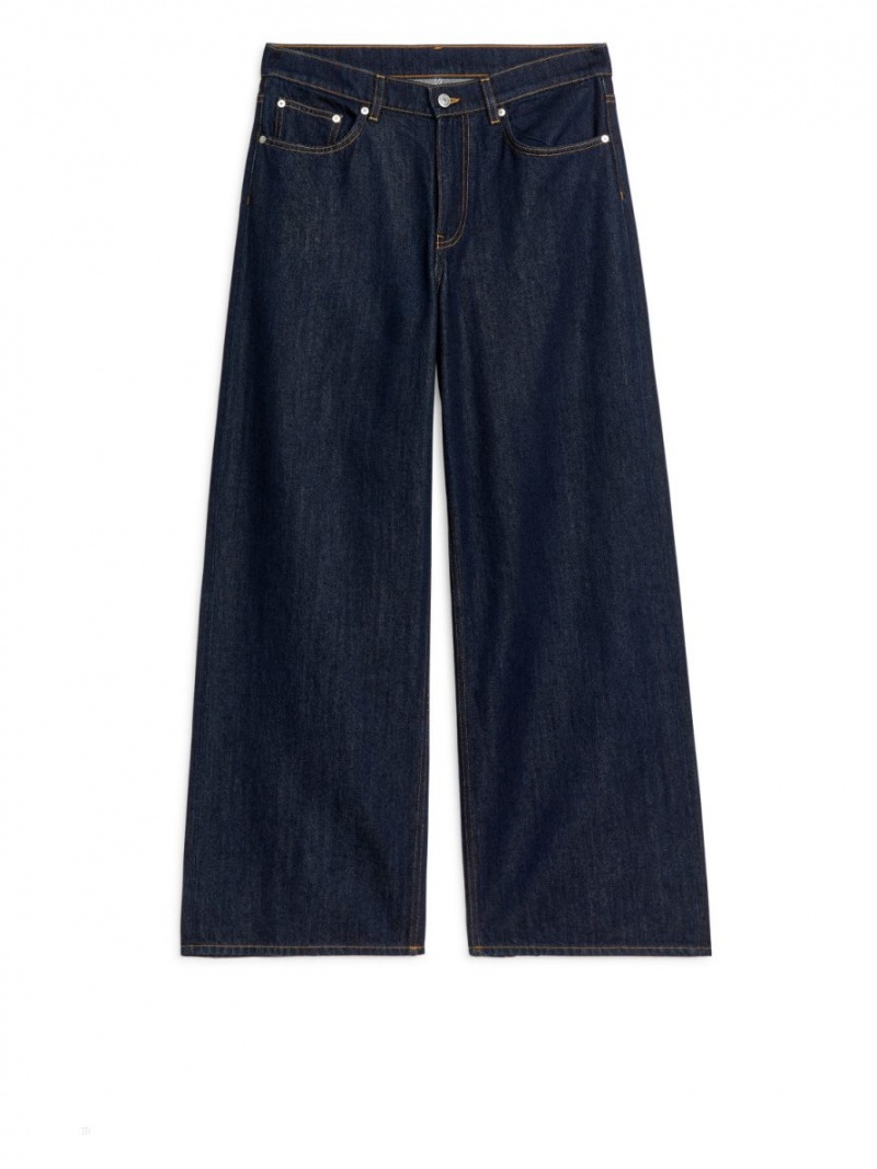 Blugi Arket CLOUD Low Loose Dama Albastri Inchis | Romania-XVRM87145
