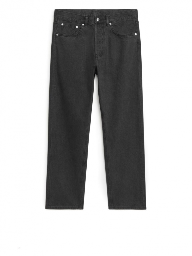 Blugi Arket COAST Relaxed Tapered Barbati Negrii | Romania-KOUA46980
