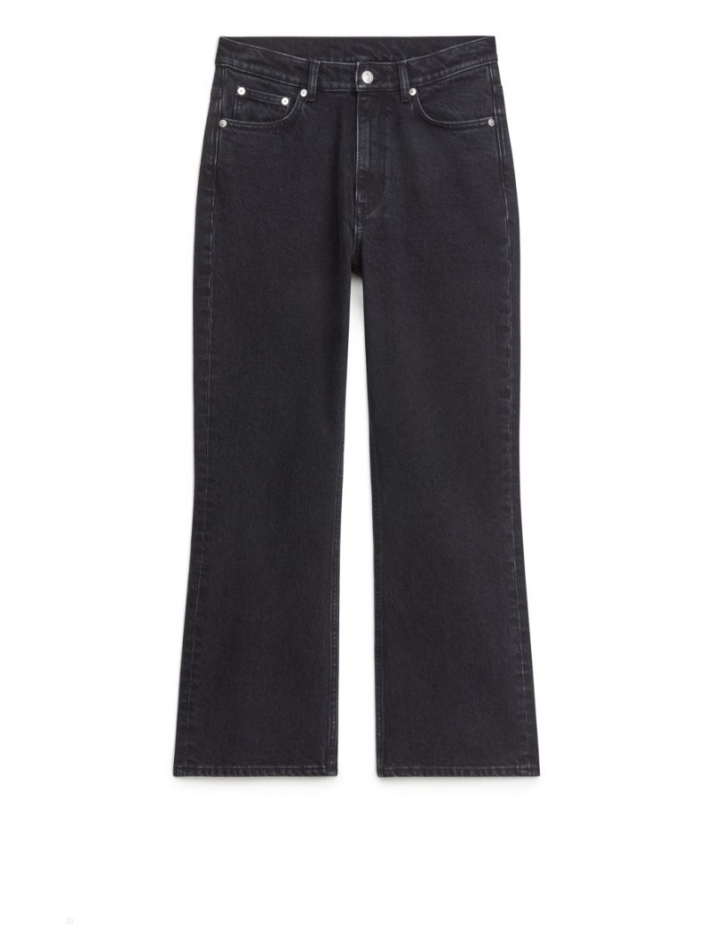 Blugi Arket FERN CROPPED Flared Stretch Dama Negrii | Romania-CSYW16758
