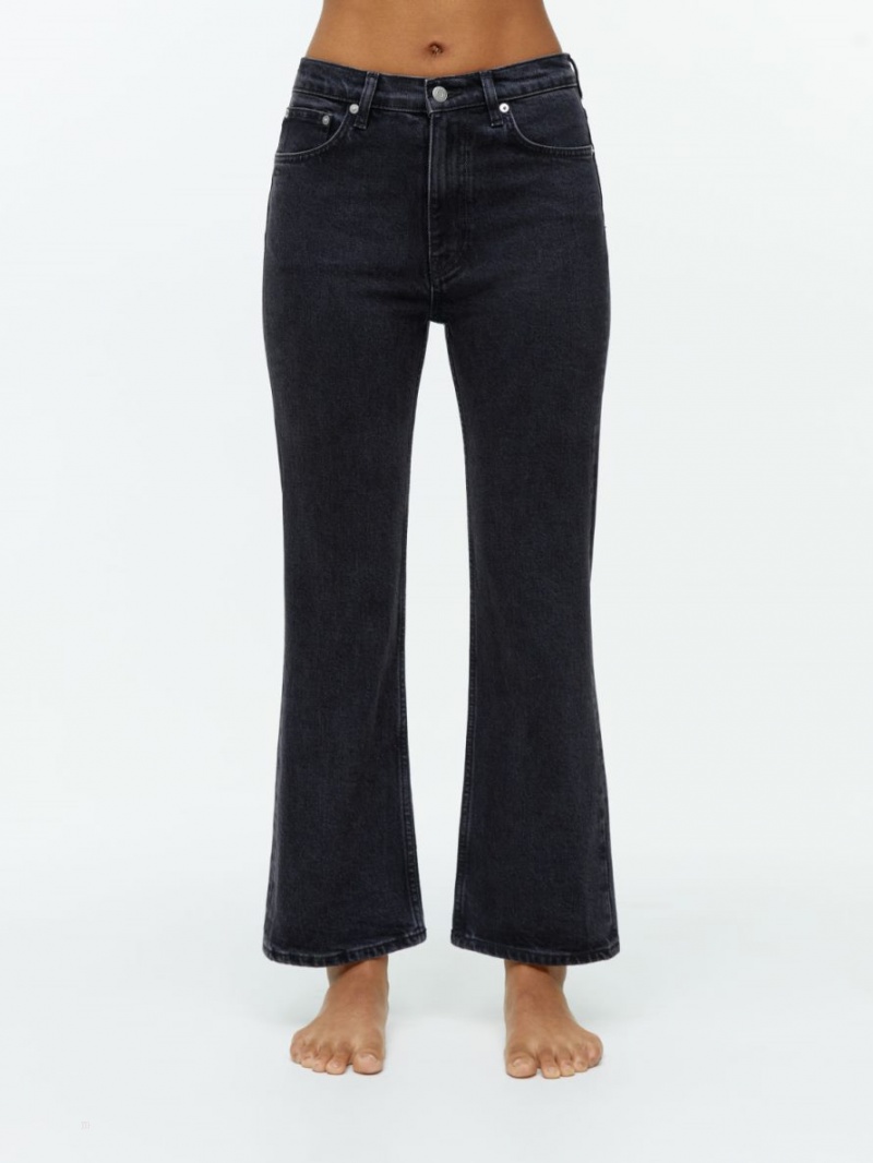 Blugi Arket FERN CROPPED Flared Stretch Dama Negrii | Romania-CSYW16758