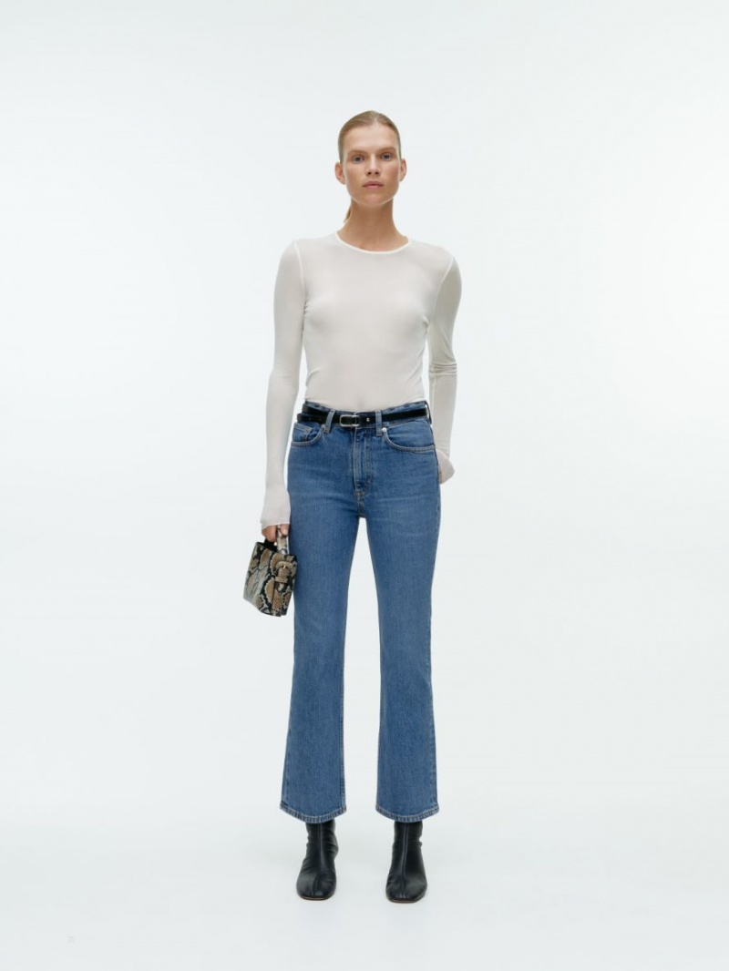 Blugi Arket FERN CROPPED Flared Stretch Dama Albastri | Romania-JYTL62381