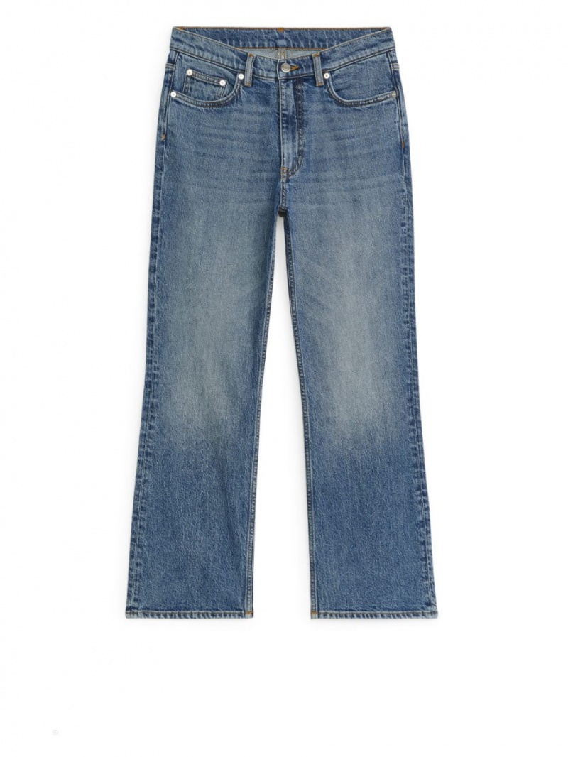 Blugi Arket FERN CROPPED Flared Stretch Dama Albastri | Romania-MPXJ17304