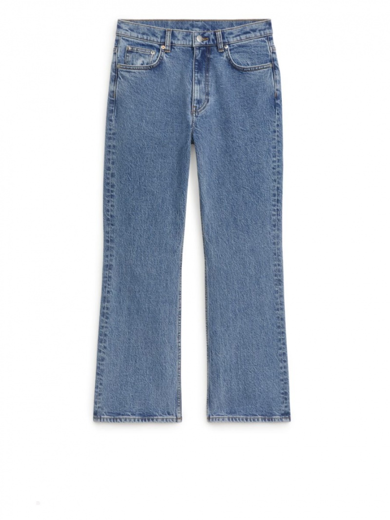 Blugi Arket FERN CROPPED Flared Stretch Dama Albastri Deschis | Romania-EYMZ03782
