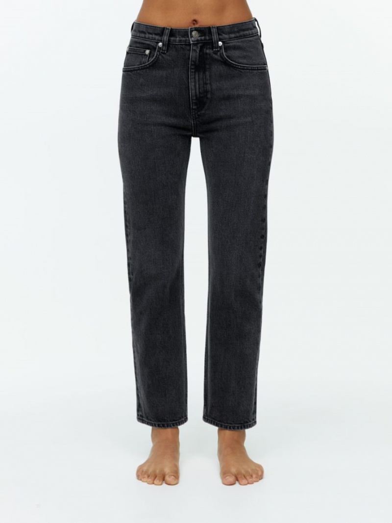 Blugi Arket JADE CROPPED Slim Stretch Dama Negrii | Romania-BQLZ76138