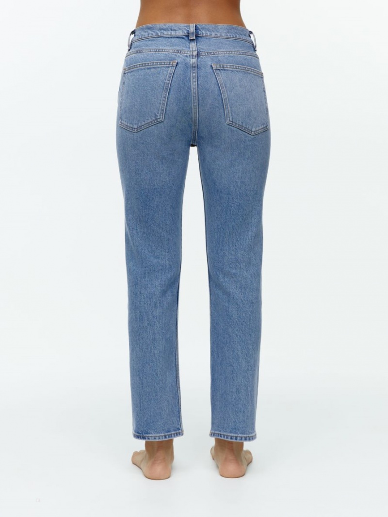 Blugi Arket JADE CROPPED Slim Stretch Dama Albastri | Romania-IJEF65413
