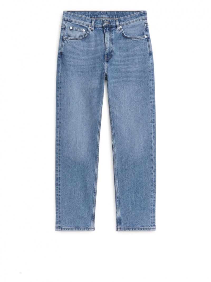 Blugi Arket JADE CROPPED Slim Stretch Dama Albastri | Romania-IJEF65413