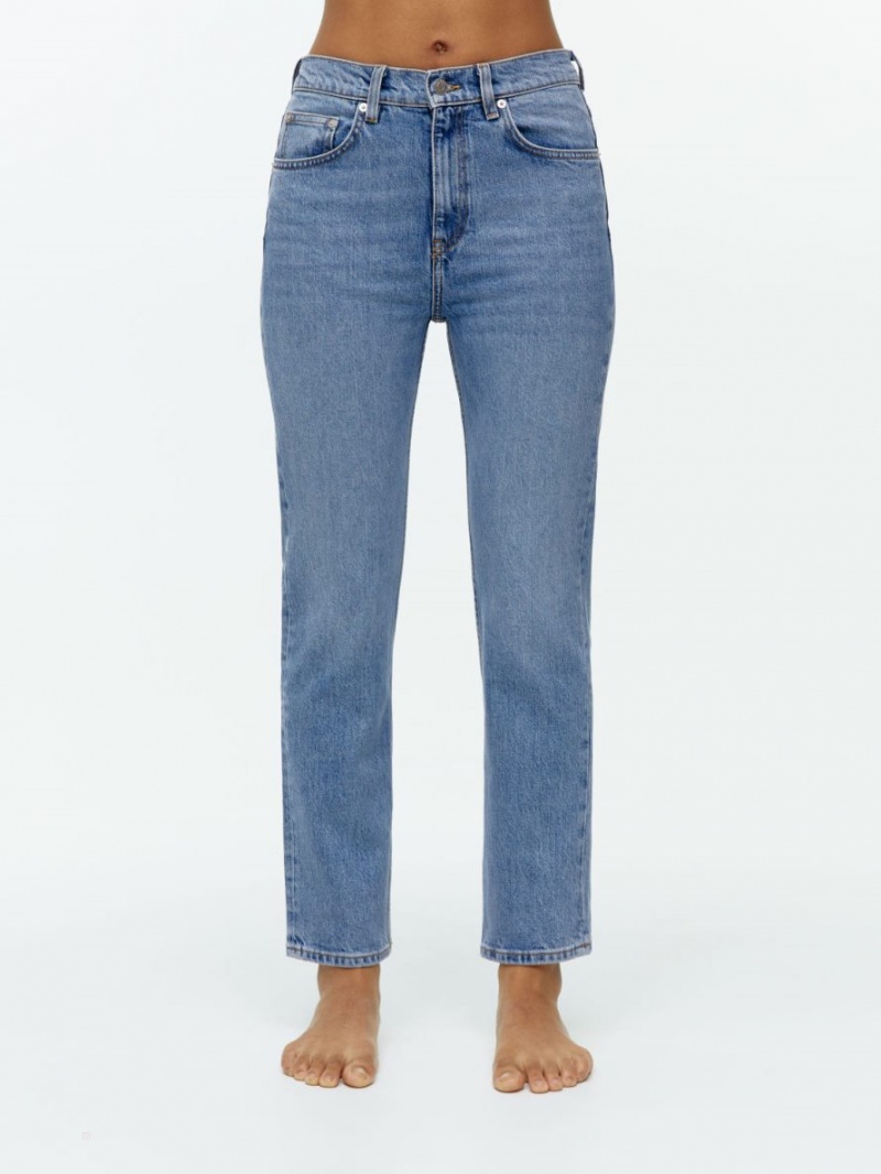 Blugi Arket JADE CROPPED Slim Stretch Dama Albastri | Romania-IJEF65413