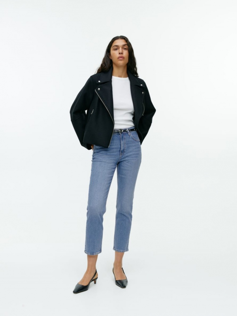 Blugi Arket JADE CROPPED Slim Stretch Dama Albastri | Romania-OQNK72381