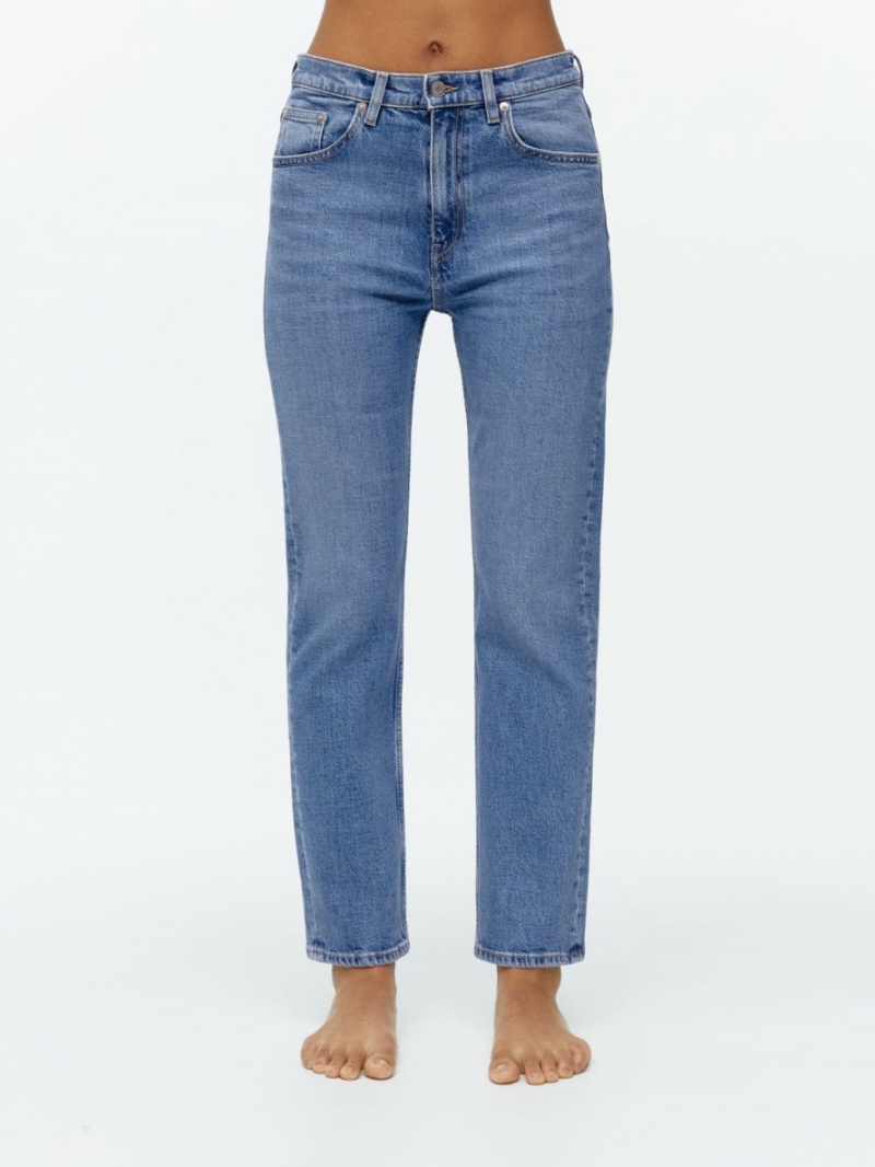 Blugi Arket JADE CROPPED Slim Stretch Dama Albastri | Romania-OQNK72381
