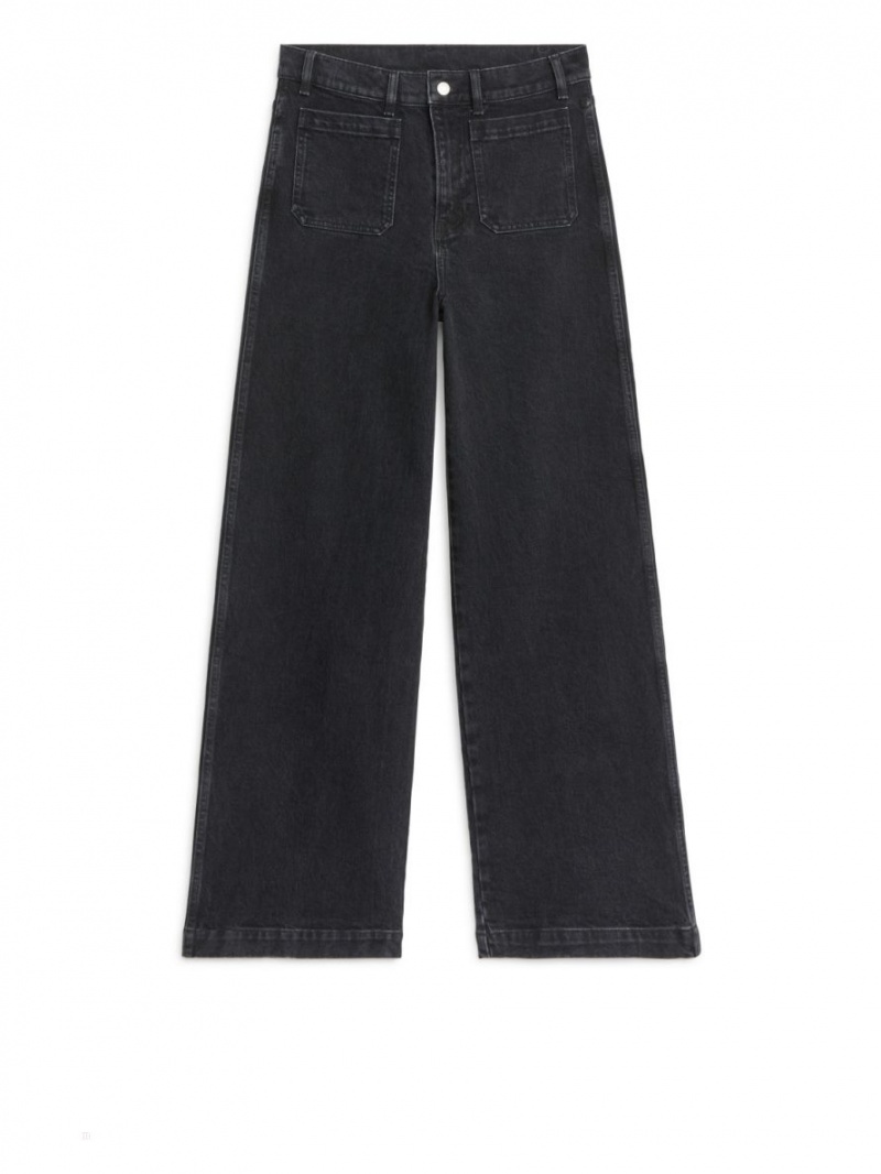 Blugi Arket LUPINE High Flared Stretch Dama Negrii | Romania-AQYP69243